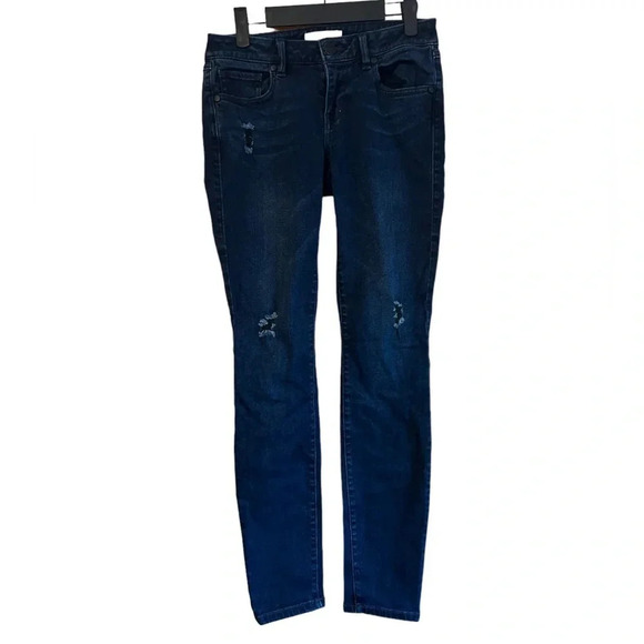 CABI DARK WASH DISTRESSED SKINNY JEANS - Picture 1 of 5